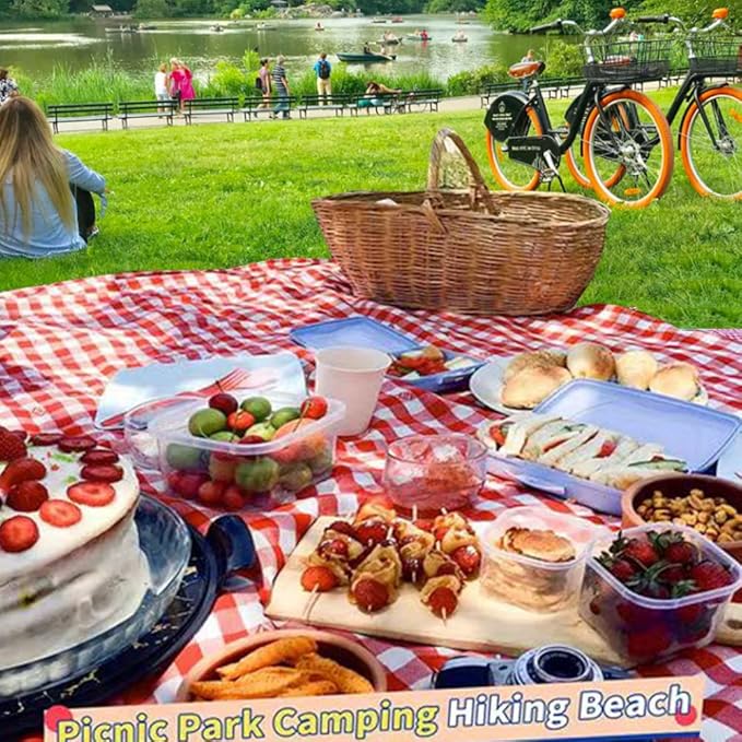 K Y KANGYUN Outdoor Picnic Blanket, Extra Large Beach Blanket, Foldable Lightweight Waterproof Sand Mat, Picnic Blanket 80" x 60" for Beach Camping Hiking Park Patio (Red, 80x80 inch)