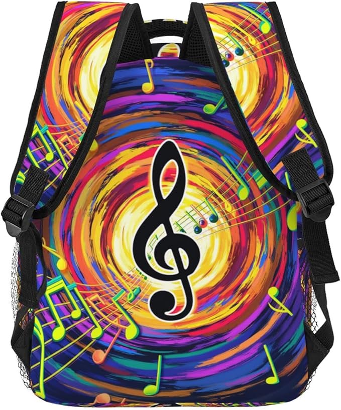 Men Women Lightweight Abstract Music Notes Art Backpack Large Capacity Carry On Bag With Padded Straps for Sports Work Walking Cycling