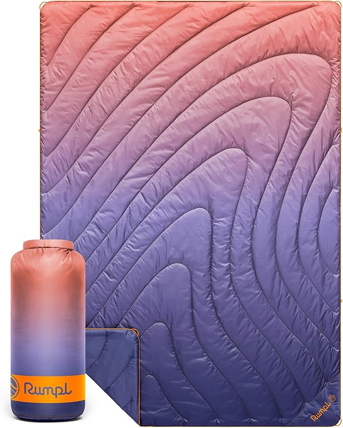 Rumpl Original Puffy Blanket - Warm, Water-Resistant Camping Blanket with 100% Recycled Synthetic Insulation, 52"x75", Original Puffy V2, Dusk Fade