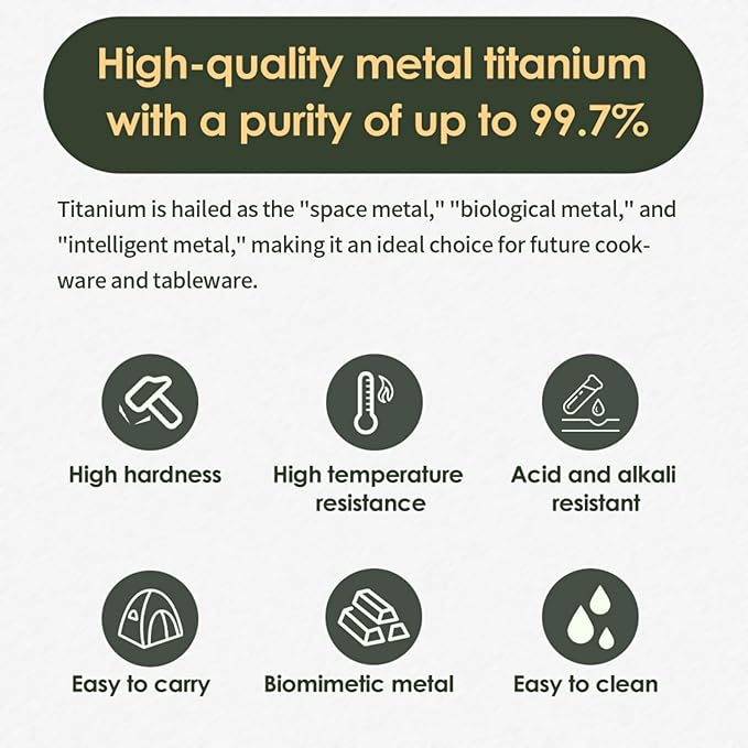 BY-J Titanium Camping Cookware Set – 750mL & 420mL Titanium Pot with Lid and Foldable Handle, Compact Backpacking and Travel Kitchenware for Camping, Hiking and Fishing