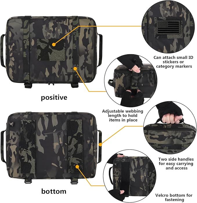 PETAC GEAR 4 PCS Tactical Modular Packing Cubes with Waterproof Material, Large Capacity Storage Bag, Easy Clean Outdoor Travel Organize Storage Pouches Bags (MCBK)