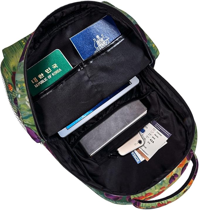 Men Women Lightweight Colorful Sea Of Tulips Art Daypack Bookbag Big Capacity Carry On Bag With Side Pockets for Camping Travel Bicycle