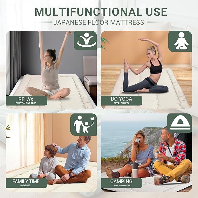 Japanese Floor Mattress Futon Mattress,3" Foldable Tatami Sleeping Pad for Adults & Kids,100% High Density Foam Comfortable Mattress Twin Size 39"x 80",Ideal for Comfort and Support,Beige
