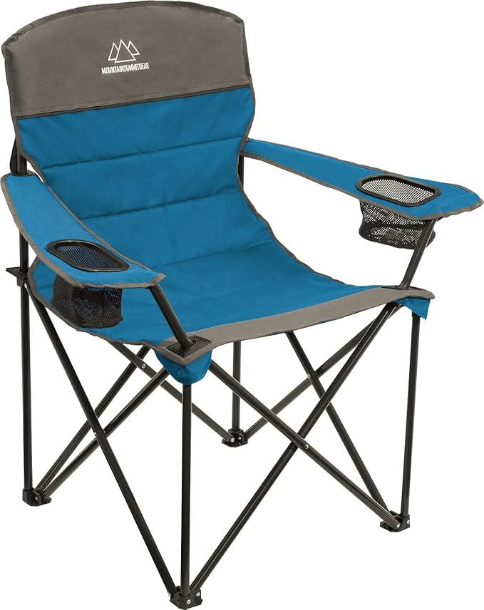 MOUNTAIN SUMMIT GEAR Quilted Standard Camping Chair with Padded Seat and Back for Camping/Hiking/Backpacking Made by Caddis Sports (Standard Chair (Blue))