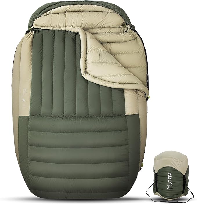 ATEPA 0 Degree Sleeping Bag, 700FP 23℉ / 30.2℉ Down Mummy Cold Weather Double Lightweight Wide XL Sleeping Bags with Compression Sack for Camping Backpacking Hiking