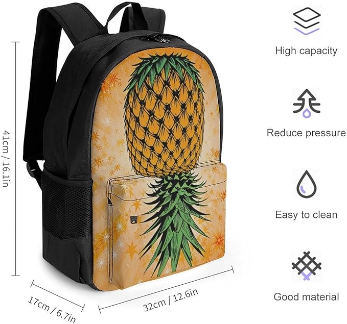 Rucksacks Polyester Anti-Theft Multipurpose Upside Down Pineapple Carry On Bag Large Capacity Gym Outdoor Hiking Backpack With Smooth Zippers