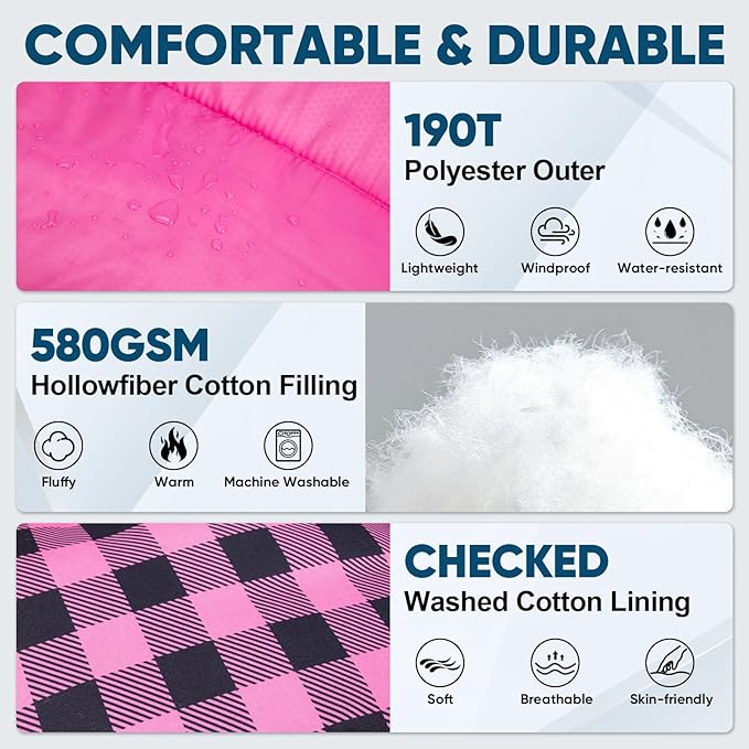 PTEROMY Sleeping Bags for Adults, Lightweight and Machine Washable, Water Resistant Backpacking Camping Sleeping Bag for Warm Cold Weather, Camping Essentials for Hiking Travel