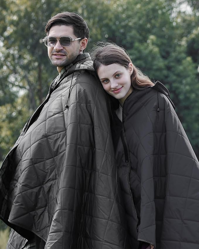 DUKUSEEK Large Waterproof Camping Blanket, Cold Weather Warm Fleece Blankets Windproof Triple Layers for Stadium,Camping, Concerts, Car, Dog