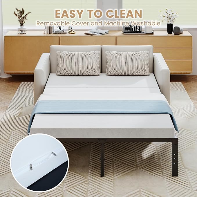 Begonia.K 4 Inch Foldable Memory Foam Sofa Bed Mattress Replacement, Queen Size Pull Out Couch for Sleeper Couch Beds Guest, RV Travel, Camping, 72" L x 59" W x 4" H, Sofa Not Included