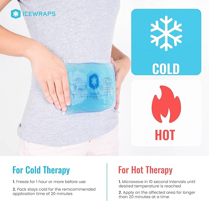 ICEWRAPS 6"x12" Flexible Gel Reusable Ice Packs for Injuries, After Surgery and Pain Relief | Neck, Knee, Hip, Back and Shoulder | Hot Cold Compress Swelling | 2 in a Pack, Blue