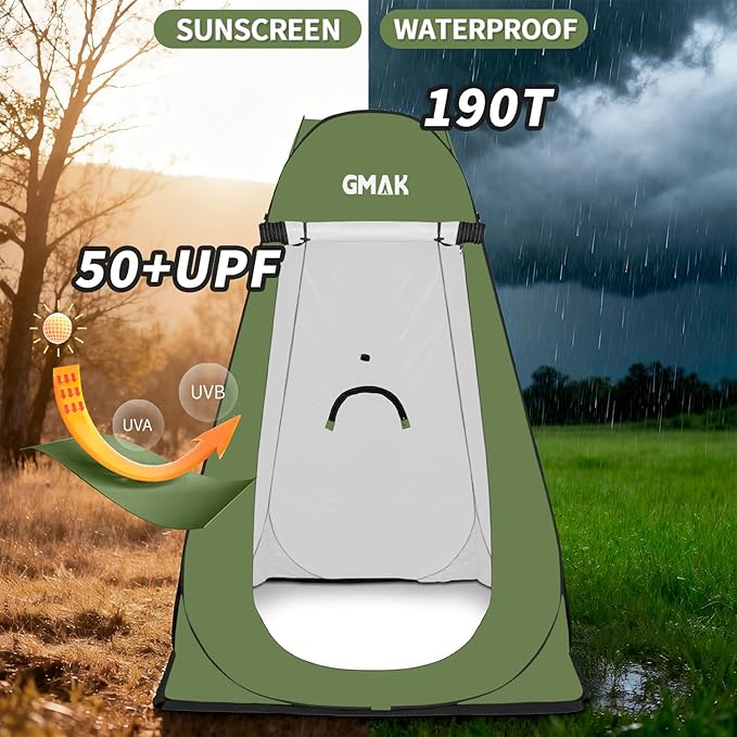 GMAK Pop Up Privacy Shower Tent, Portable Pop Up Beach Dressing Changing Room UV/Rain Outdoor Privacy Shelter Camping Tent, Shower Room Toilet Shelters for Outdoor Hiking Beach Picnic Fishing, Green
