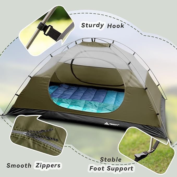 Forceatt Camping Tent 2/3/4 Person, Professional Waterproof & Windproof Lightweight Backpacking Tent Suitable for Outdoor,Hiking,Camping, Mountaineering and Travel