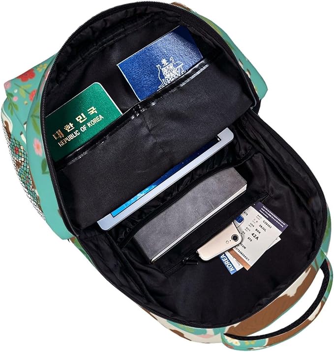 Rucksack Polyester Anti-Theft Multipurpose Hereford Cow Cattle Floral Carry On Bag Large Capacity Travel and Sport Backpack Rucksack With Smooth Zippers