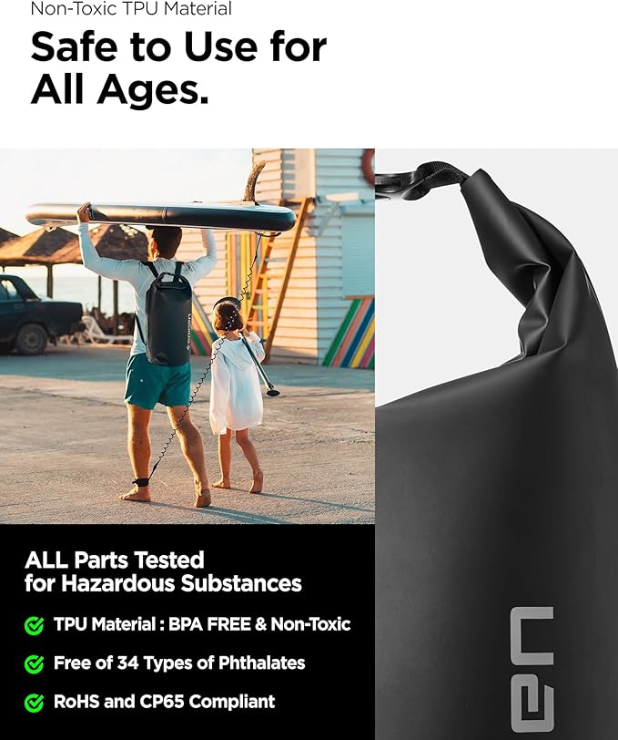 Spigen AquaShield Waterproof Dry Bag Backpack A631, 30L Roll Top Lightweight Dry Storage Bag for Travel, Swimming, Boating, Kayaking, Camping and Beach
