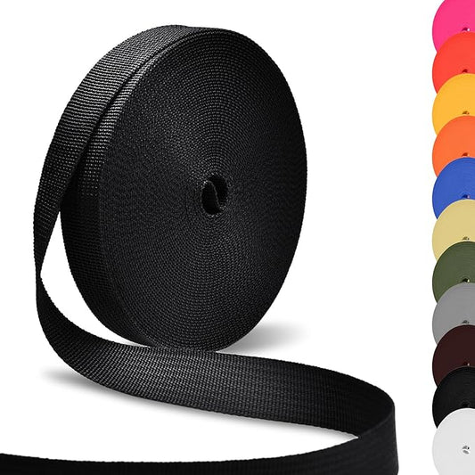 CooBigo Polypropylene Webbing Strap 3/4" Durable Poly Strapping 12 Yards 3/4 inch Wide Webbing Strap for Backbag,Pool Solar Cover,DIY Crafting,Pet Collar,Outdoor Gear