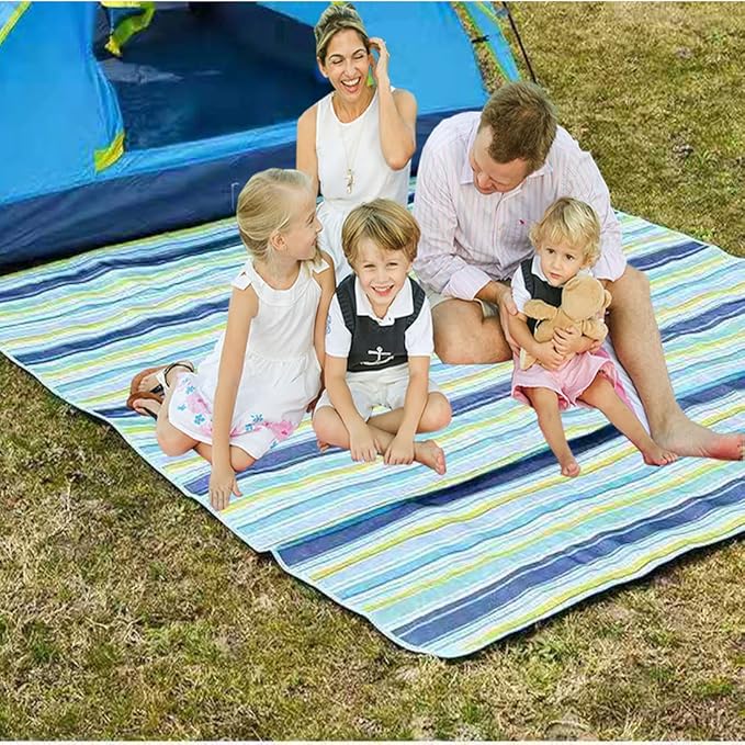 Extra Large 80"x 80" Beach Blanket, Outdoor Picnic Blankets, Waterproof Sandproof Portable Blankets, Foldable and Lightweight for Spring Summer Camping, Beach, Park (Blue, 80x80 in)