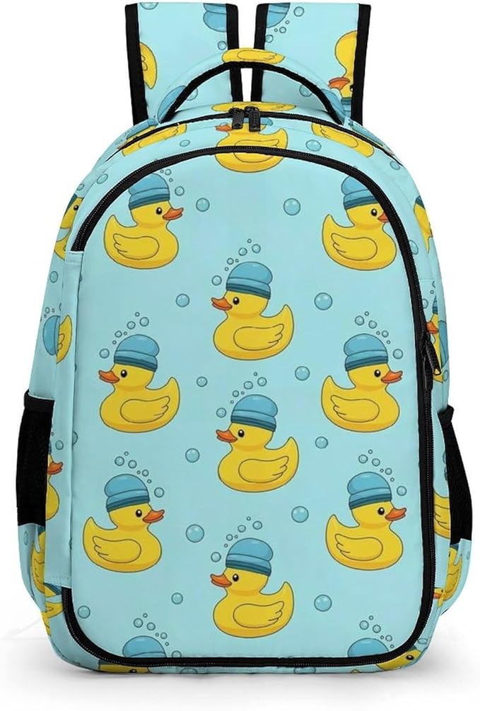 Business Anti Theft Laptop Backpack Funny Blue Bubbles Yellow Rubber Ducks, Waterproof Travel Computer Bag with Laptop Compartment Gifts for Men Women