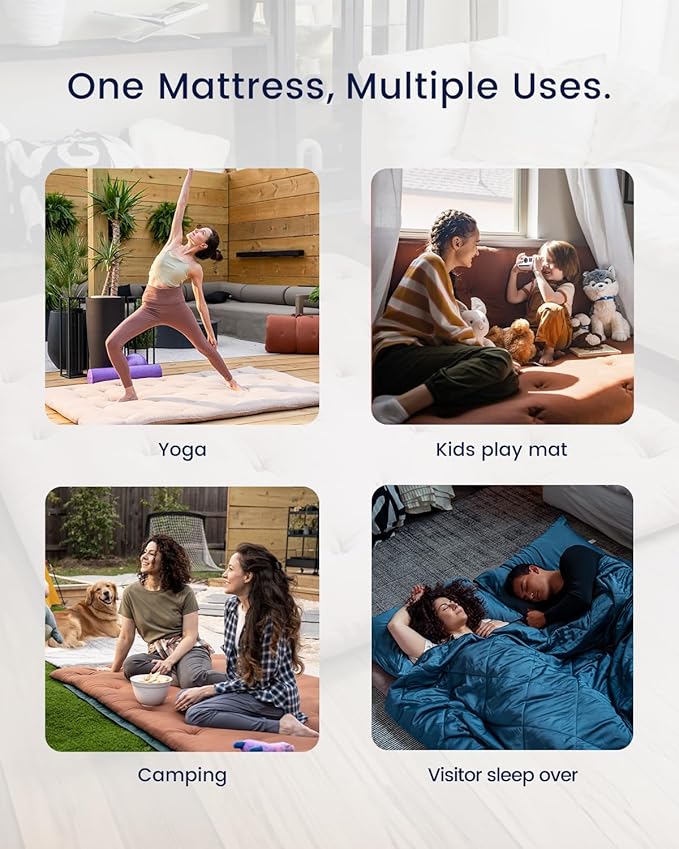ZonLi Japanese Floor Futon Mattress Full Size 75"x 54", 100% Cotton Cover 2.5'' Thicken Tatami Mattress, Foldable Sleeping Pad, Portable Dormitory Tatami Mat(Khaki)