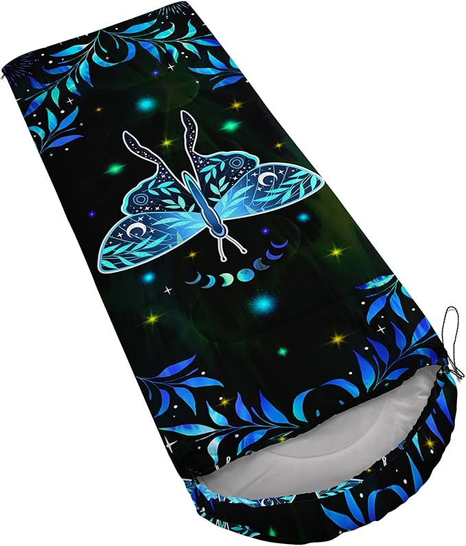 AILONEN Kawaii Puppy Sleeping Bag for Kids Boys Girls,Warm and Cool Weather,Lightweight,Waterproof Backpacking,Cartoon Cute Dog & Duck Animal Themed Blue Sleeping Bag for Camping