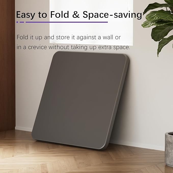 VECELO Folding Card Table Square with Mesh Bag, Heavy-Duty Collapsible Locking Legs & Easy to Storage, Portable for Indoor/Outdoor Use, Light Grey