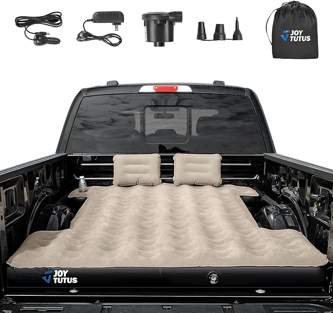 JOYTUTUS Truck Tent with Rainfly 5.5Ft-6Ft + Truck Bed Air Mattress