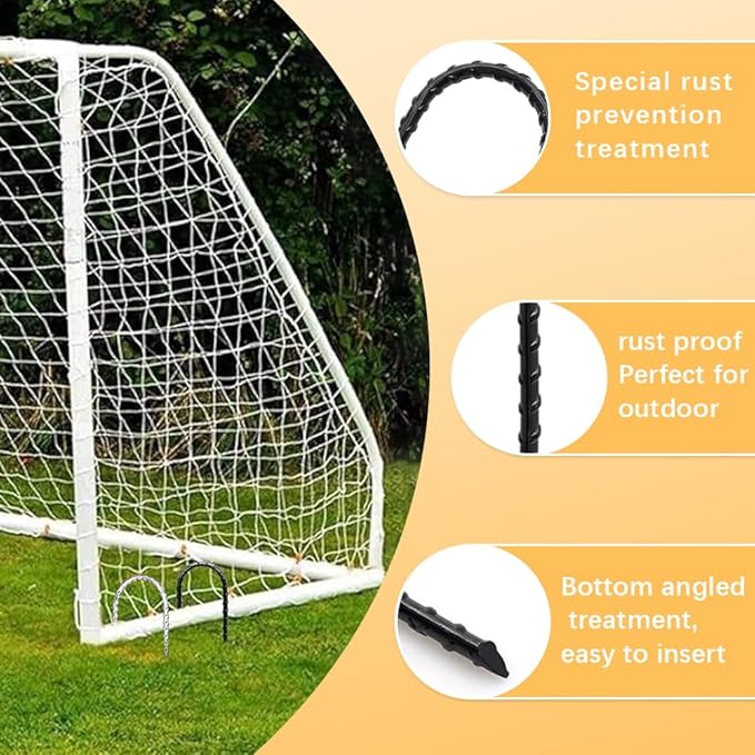 12" Trampoline Stake Anchors high Wind u Stakes for Ground Anchor Heavy Duty Stakes Trampoline Anchors Accessories (Black-8PCS)