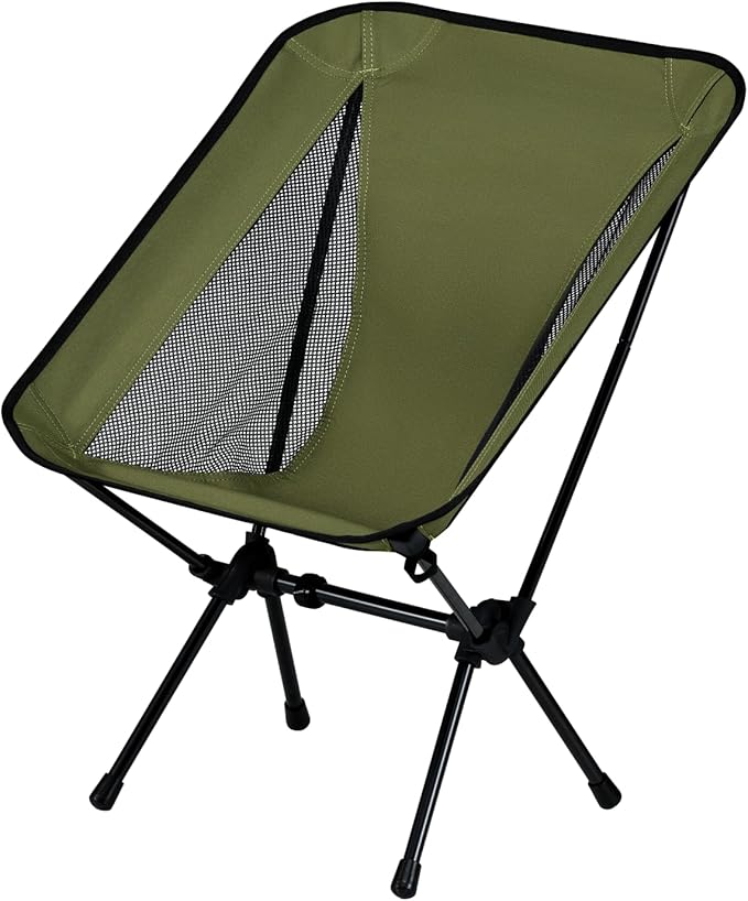 Lightweight Portable Essential Folding Camping Chair,Sturdy with X-Frame,120kg Capacity,Foldable with Carry Bag,Quick Setup for Outdoor,Hiking,Beach,Backpacking and Lawn(Avocado Green)