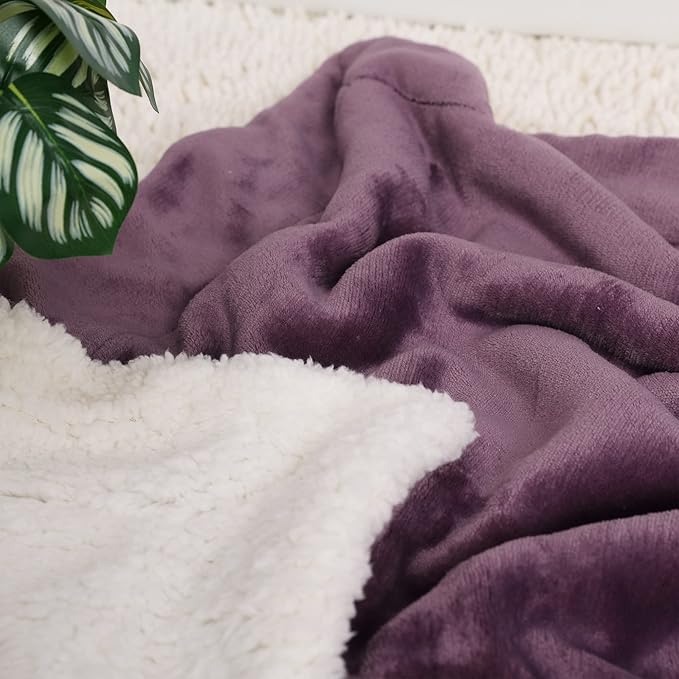 NANPIPER Baby Sherpa Blanket,Warm Toddler Throw Blanket,Soft Newborn Fleece Blanket for Winter (Cassis Purple,30x40 inches)