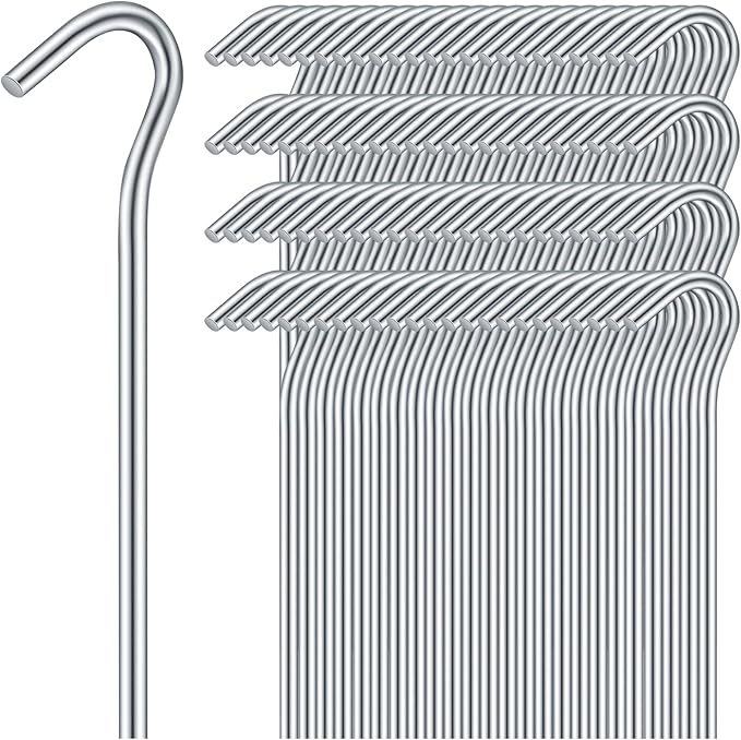 Blulu 100 Pcs Metal Tent Stakes Heavy Duty 7" Galvanized Stakes Metal Ground Tent Pegs Nail Spike Garden Stakes for Garden Fence Edging Tarp Canopy Outdoor Christmas Decorations