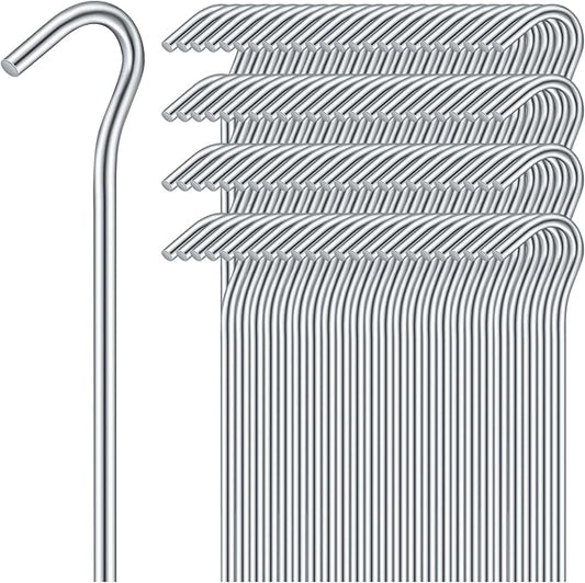 Blulu 100 Pcs Metal Tent Stakes Heavy Duty 7" Galvanized Stakes Metal Ground Tent Pegs Nail Spike Garden Stakes for Garden Fence Edging Tarp Canopy Outdoor Christmas Decorations
