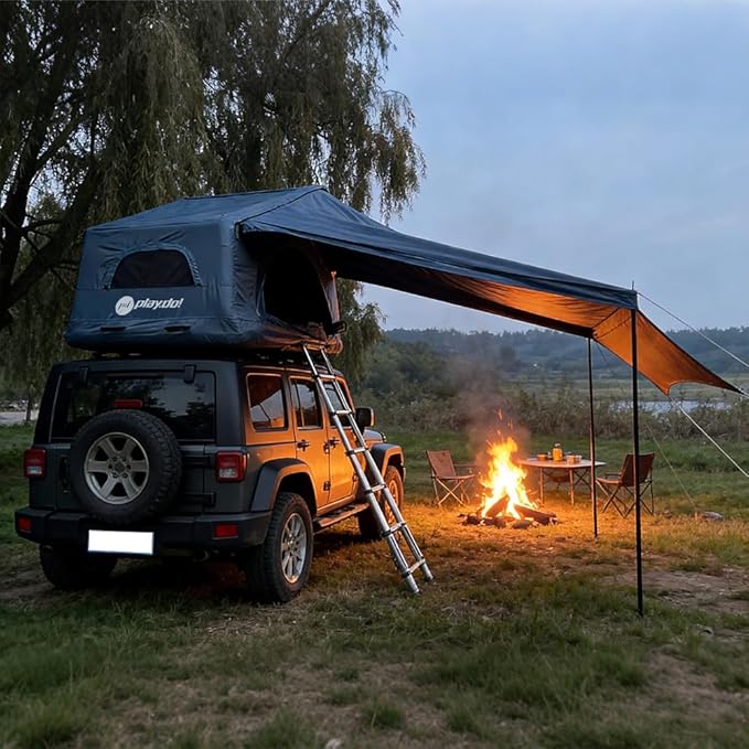 WINTENT Inflatable Rooftop Tents for Camping Easy Setup Tent for Top of Car Roof Tent Pickup Truck SUV Tents Blow Up with Awning, Strip Light, Ladder, Thick Mattress