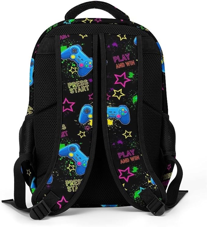 Travel Laptop Backpack Cool Blue Video Game Weapon Games Pattern for Men Women, Water Resistant Business Anti Theft Computer Bag with Multi Compartments for College Work Hiking