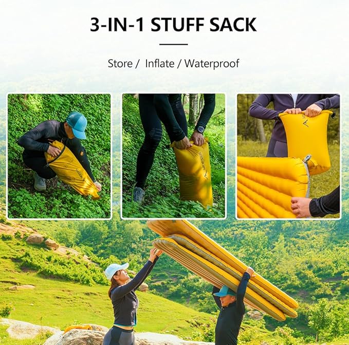 widesea Ultralight Inflatable Sleeping Pad for Backpacking - R-Value 8, 610g Mummy Shape, 183x56cm, Compact 26.5x17cm, 5-Layer Reflective Insulation