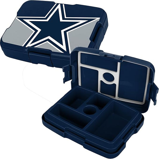 FOCO NFL Unisex-Adult Officially Licensed 2-Tone Big Logo Team Color Football Leak Proof 5 Compartment Bento Lunch Box - Dallas Cowboys