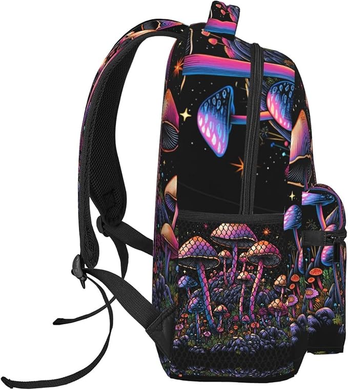 Rucksacks Lightweight Multipurpose Anti-Theft Trippy Mushroom Art Shoulder Bag Big Capacity Laptop Book Bag Rucksack With Padded Straps
