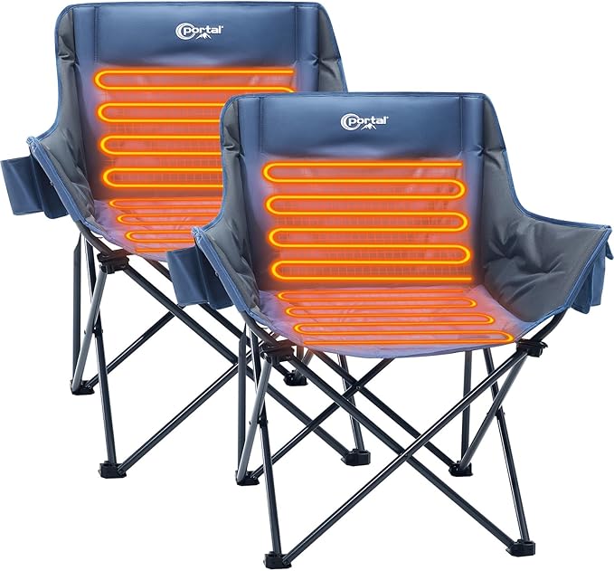 PORTAL 32In Extra Wide Camping Chair for Adults, Oversized Folding Chair with Cup Holder & Carry Bag, Heavy-Duty Outdoor Chair Supports 350 lbs, Portable for Camping, Lawn, Patio