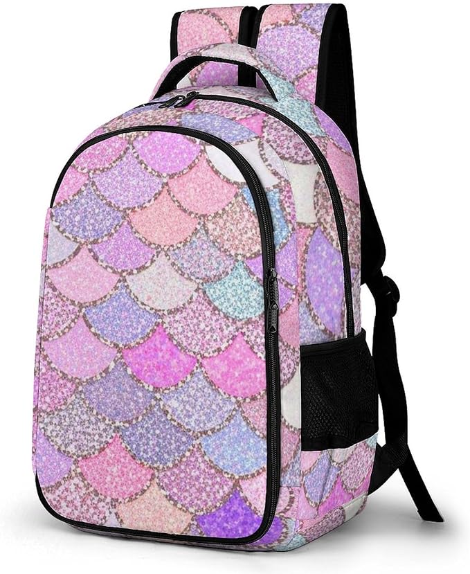 Business Travel Laptop Backpack Pink Mermaid Fish Scales, Anti Theft Water Resistant Computer Bag with Compartment for Men Women