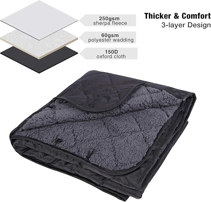 REDCAMP Large Camping Blanket with Sherpa Lining, Cold Weather Warm Outdoor Blanket Windproof for Camping Stadium, Hiking, Machine Washable （59"x 79"）