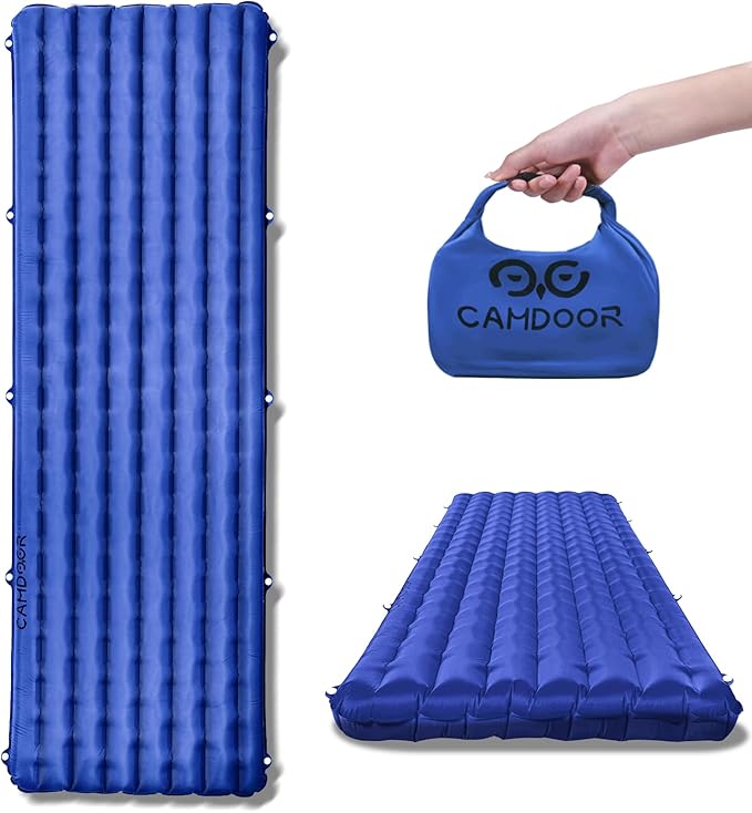 Insulated Sleeping Pads - Lightweight Sleeping Pad for Camping, 6.8 R-Value Upgraded Compact Camping Air Mattress for Backpacking, Hiking