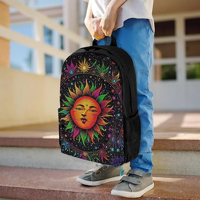 Supdreamc Casual Daypack Multipurpose Anti-Theft Large Capacity Carry On Bag, Glowing Sun And Moon Stars Art Casual Daypack Climbing Shoulder Bag With Padded Straps