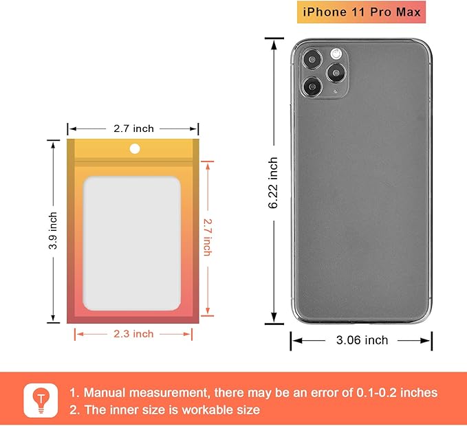 100 Pcs Resealable Mylar Bags, Gradient Color Food Storage Bags, Zip Bag Foil Bags Packaging Pouch for Food Storage, Sample, Small Business (Yellow Orange, 2.7 X 3.9 Inch)