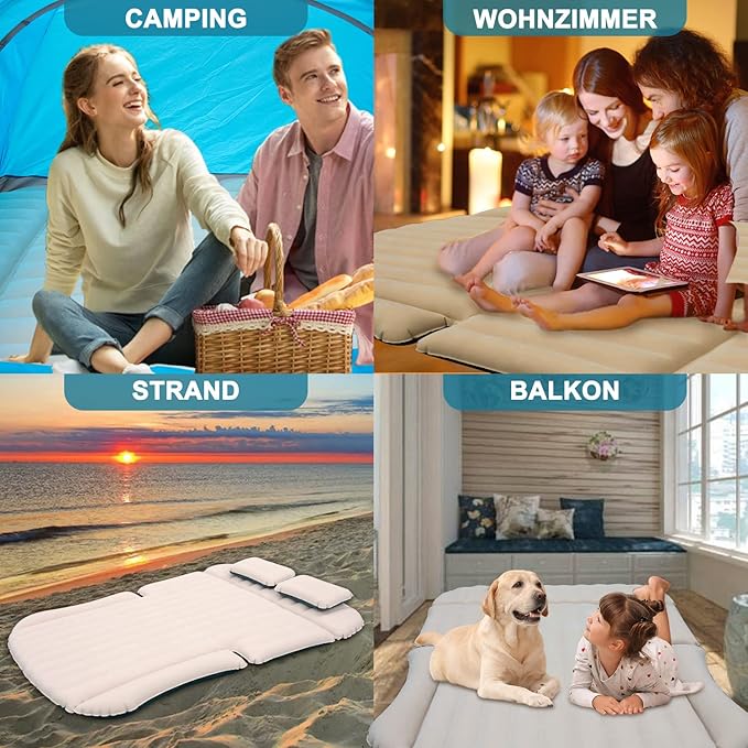 Double-Sided-Thick Flocked SUV Air Mattress Built-in Pillow with Pump Car Mattress | Leakproof Comfortable Durable Car Air Mattress| for Auto Camping, Road Trip