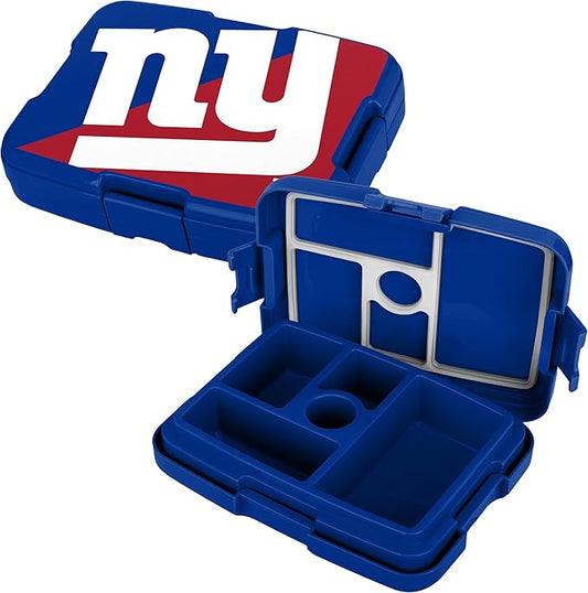 FOCO NFL Unisex-Adult Officially Licensed 2-Tone Big Logo Team Color Football Leak Proof 5 Compartment Bento Lunch Box - New York Giants
