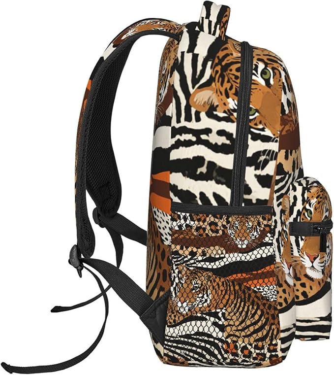 Polyester Daypack for Hiking Work Running, Big Capacity Anti-Theft Multipurpose Shoulder Bag, Leopard Print Animal Skin Patterns Travel and Sport Backpack Rucksack