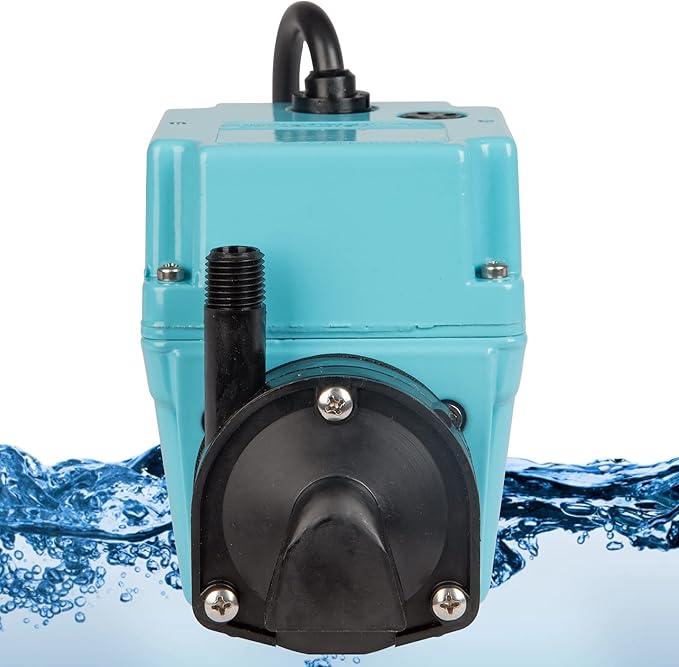 Little Giant 2E-38NY 230 Volt, 300 GPH, 1/40 HP, Manual In-line/Submersible Small Oil-filled Aluminum Pump with 12-ft. Cord (Plug-less), Blue, 502216