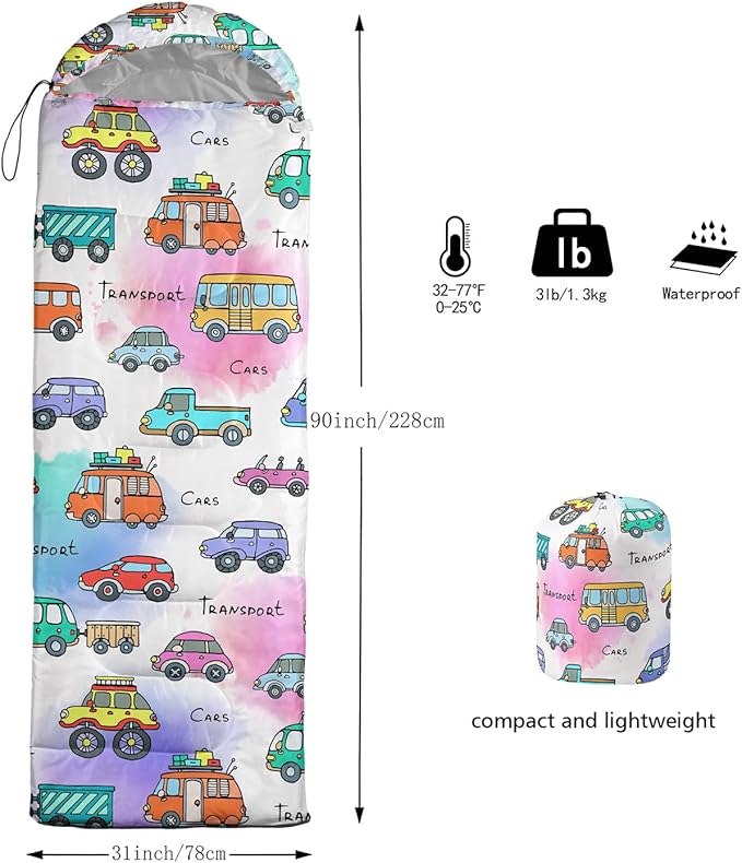 Sleeping Bags for Adults and Kids Camping Sleeping Bags for Girls and Boys Lightweight Waterproof Cold/Warm Sleeping Bag for 3 Season