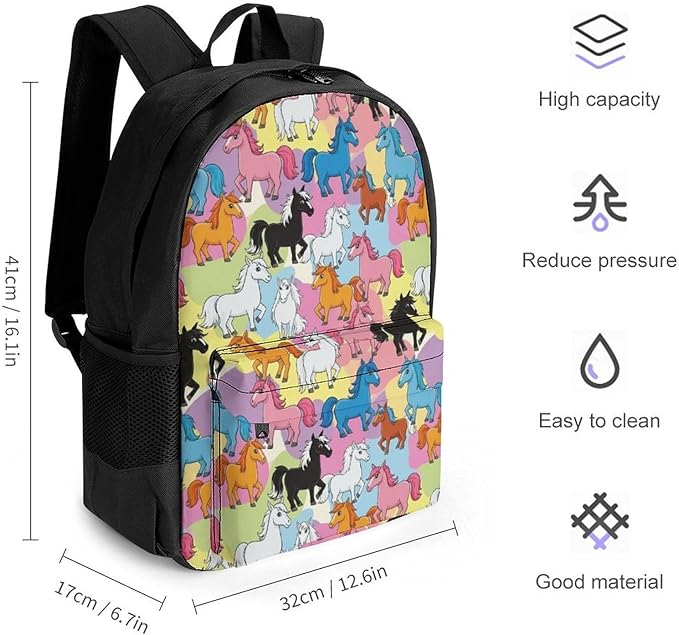 Lightweight Gym Outdoor Hiking Bag & Daypack Horse College Bookbag with Large Capacity Rucksack for Men Women