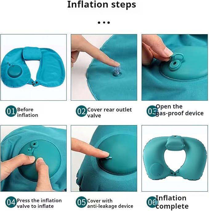 2 Pieces(One Neck Pillow and one Sleep Pillow) Inflatable Camping Pillow Ultimate Comfort and Support for Airplanes, Cars, and More-Ergonomic Design for Sleep and Neck Relief