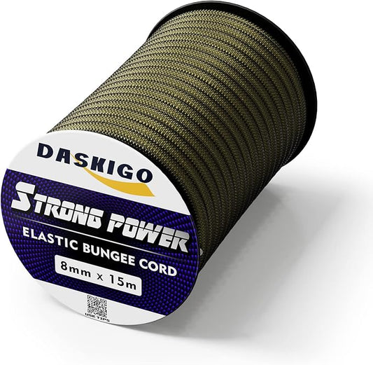 Elastic Bungee Shock Cord 3-8mm (Army Green, 5/16'' x 50FT)