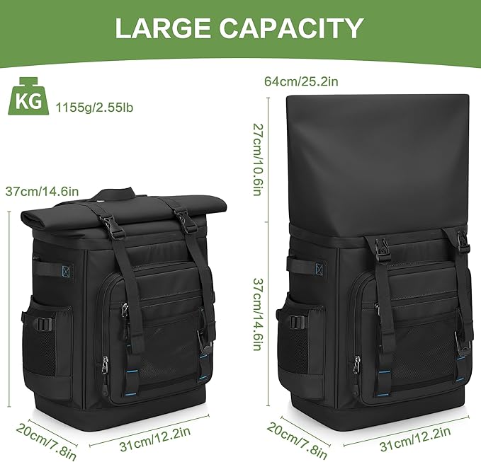 Insulated Cooler Backpack, 40L Expandable Leakproof Waterproof, Dual Compartments (23L+17L) with Expandable Upper Section, Portable for Beach Camping Picnic Travel